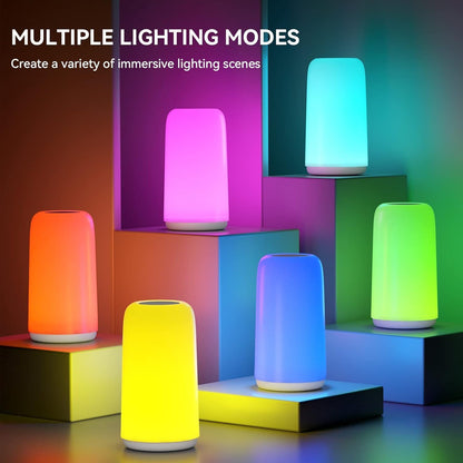 ROOTRO Touch Bedside Table Lamp - Sleek RGB Design | 3-Way Dimmable LED Nightstand Light for Bedroom & Living Room