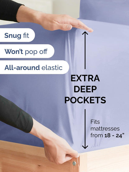 Skiennix Extra Deep Full Sheet Set - 6 Piece Breathable Cooling Sheets - Hotel Luxury Bedding - Soft Wrinkle-Free Lavender