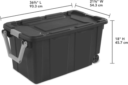 Regine Switzerland 40-Gallon Industrial Storage Bin - Heavy-Duty Resin Plastic with Locking Lid | Deep Gray