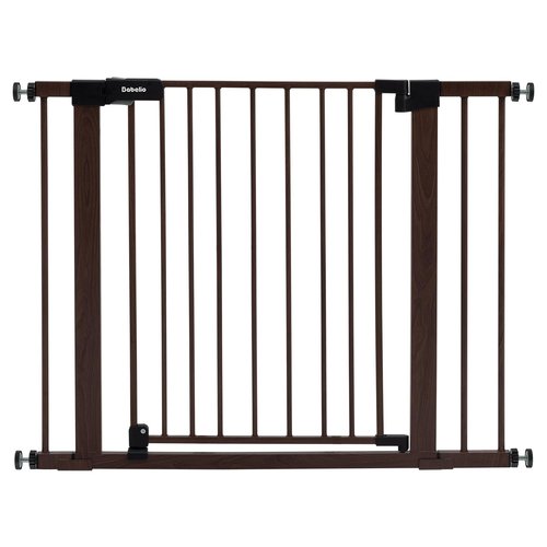Babelio Baby Gate for Stairs, Kitchen & Doorways, No Bottom Bar| Easy Installation| One-Handed Operation| Auto-Close| Hardware Mount (Drill Needed) Safety Dog Gate (Brown Wood Pattern - B17, 29-40")