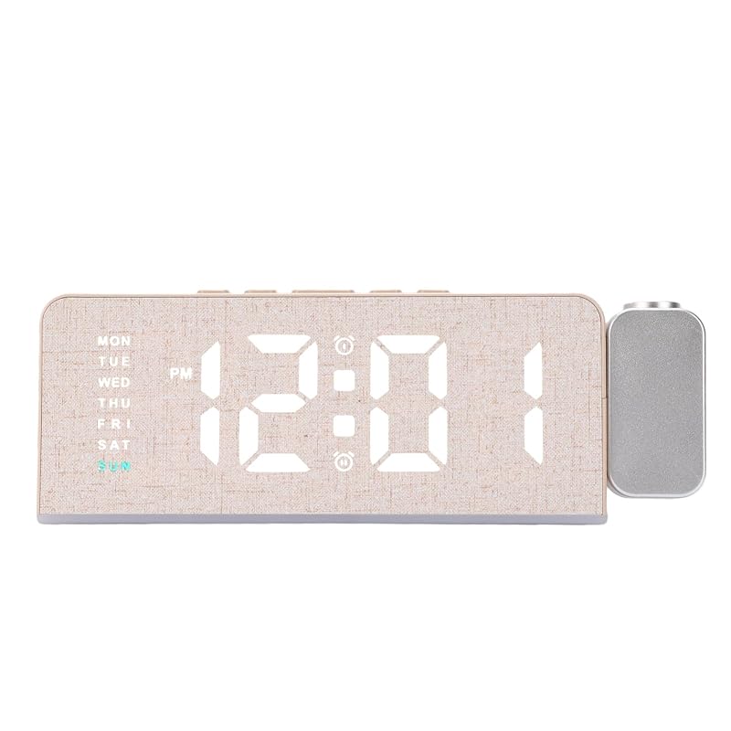 Projection Alarm Clock with 180° Rotating Projector, 3-Level Brightness, USB-C & USB Charging, Gray