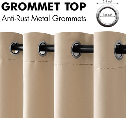 MIULEE Blackout Curtains - Thermal Insulated Room Darkening Drapes | 2 Panels Set 52 x 84 Inch Beige