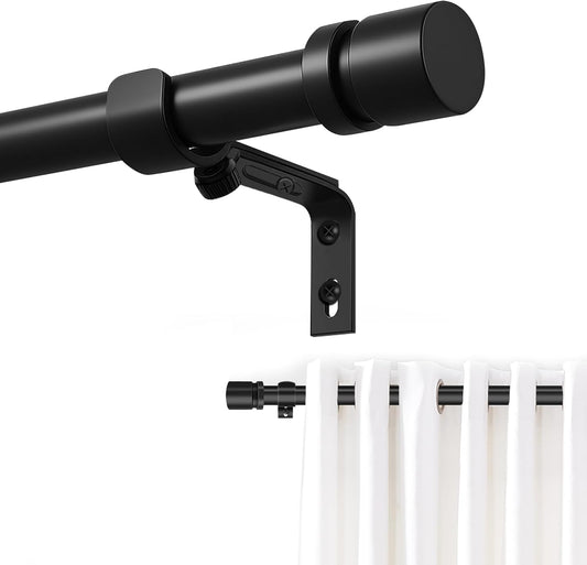 Ottsuls Curtain Rods - Adjustable 32-46 Inches | Heavy Duty Black Metal Set with Brackets