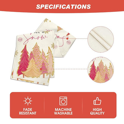 Xmas Tree Winter Table Runner 13x120 Inch - Pink (Artoid Mode)