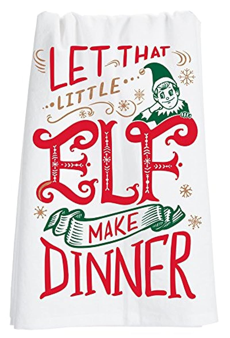 Little Elf Christmas Tea Kitchen Towel - 100% Cotton, Holiday Sass