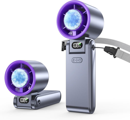 Skiennix Portable Handheld Turbo Fan - 199 Speed Personal Cooler with 20H Battery Life | Grey Purple