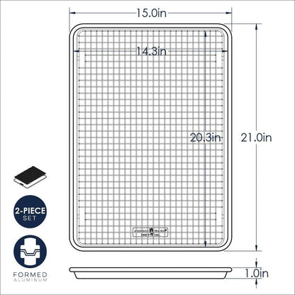 Nordic Ware Nonstick Big Sheet Baking Pan - Oven Safe Aluminum Grid | 2-Piece Set