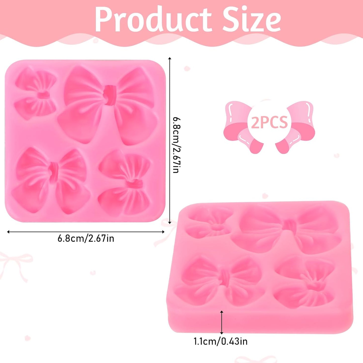 Skiennix Bow Chocolate Mold - 2 Pack Silicone Molds for Cake Pops & Desserts | Ideal for Weddings & Parties