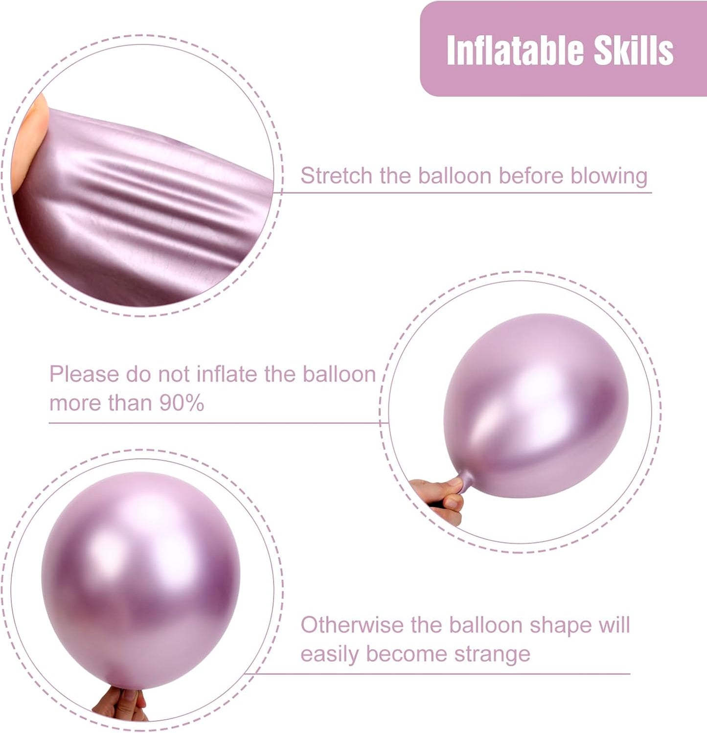 RUBFAC Metallic Pink Balloons - 129-Piece Latex Chrome Balloon Garland Kit for Parties & Events