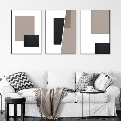 Skiennix Canvas Framed Wall Art - Large 24" X 32" Black and White Geometric Decor for Living Room & Office