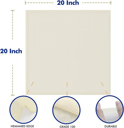Grade 100 Cheesecloth by [Brand Name] - 10 PCS Unbleached 20x20 Inch Strainer for Cooking & Cheese Making
