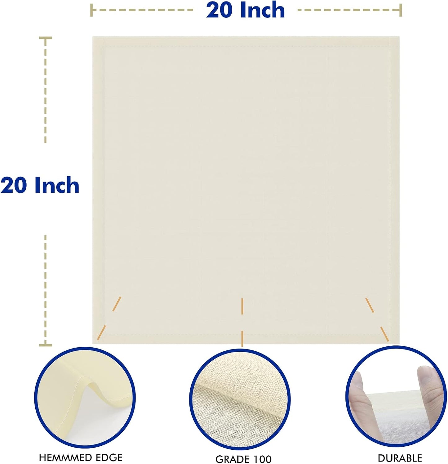Skiennix Reusable Cheesecloth - 100% Cotton Unbleached Strainer, 20x20 Inch, 6 PCS for Cooking & Baking
