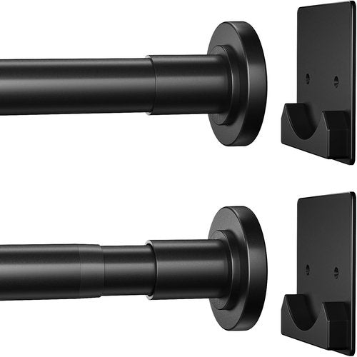 CorkLatta Adjustable Matte Black Shower Curtain Rod - 1 Inch Stainless Steel, 32 to 80 Inch, No Drilling