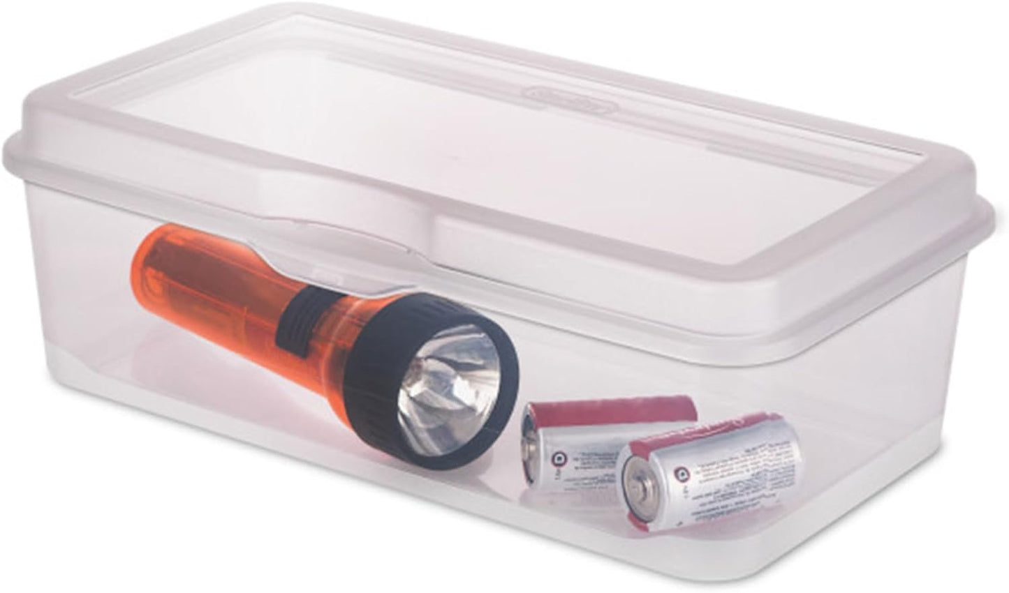 Sterilite 6-Pack Rectangular Clear Plastic Storage Boxes - Stackable Flip-Top Organizers for Crafts, Photos & More
