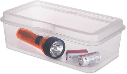 Sterilite 6-Pack Rectangular Clear Plastic Storage Boxes - Stackable Flip-Top Organizers for Crafts, Photos & More