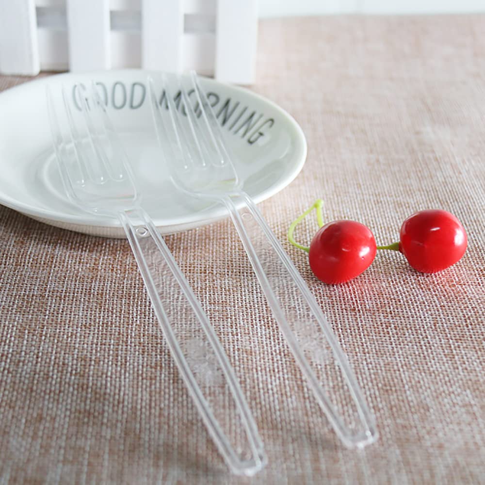 MOACOCK 200 Count Clear Disposable Plastic Forks, Heavy Weight Disposable Forks Plastic Utensils for Parties, Picnics, Big Event, Daily Use