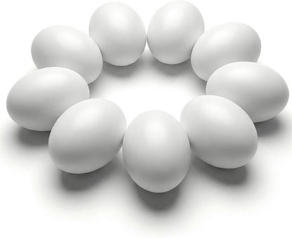 SallyFashion Wooden Fake Eggs - 9 PCS White Easter Eggs for Craft & Pretend Play | Toddler Kitchen Accessories