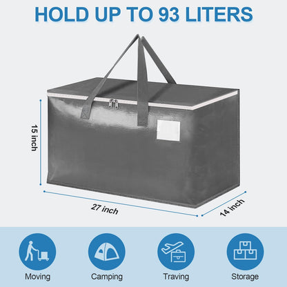 Skiennix Extra Large Moving Bags - 6 Pack Heavy Duty 93L Totes with Strong Zippers & Water-Resistant Design