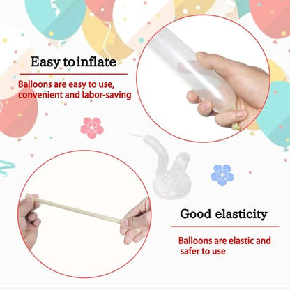 KAWKALSH 260 Clear Long Balloons - Thick Latex Twisting for Animal Shapes | 100pcs for Parties & Events