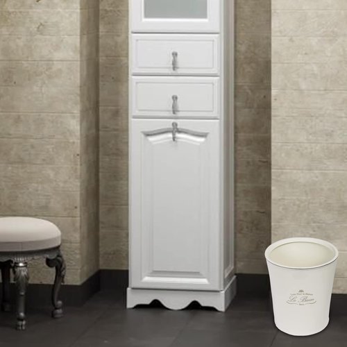 Ben&Jonah Le Bain Paris Collection Heavy Porcelain Waste Basket (9.5" H x 8" Top Diameter, 7" Bottom Diameter)