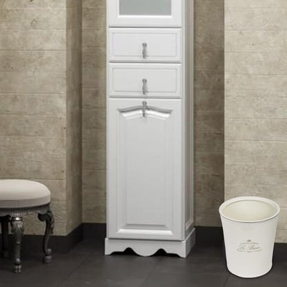 Ben&Jonah Le Bain Paris Collection Heavy Porcelain Waste Basket (9.5" H x 8" Top Diameter, 7" Bottom Diameter)