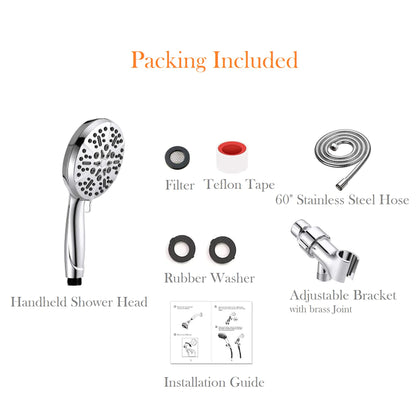 Shower Head with Handheld High Pressure-Full Body Coverage Powerful Rain Showerhead Extra 60" Long Hose and Adjustable Brass Joint Holder- The Perfect Detachable Heads for Bathroom Upgrade