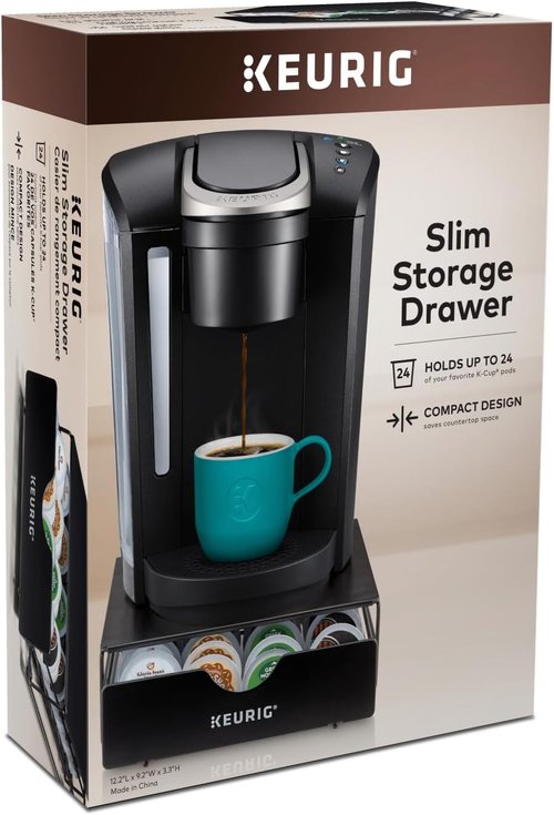 Keurig Coffee Pod Storage Drawer - Holds 24 K-Cup Pods | Slim Design, Black, 9.2 x 3.3 x 12.2 Inches