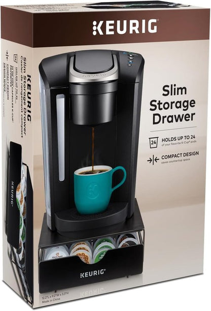 Keurig Coffee Pod Storage Drawer - Holds 24 K-Cup Pods | Slim Design, Black, 9.2 x 3.3 x 12.2 Inches