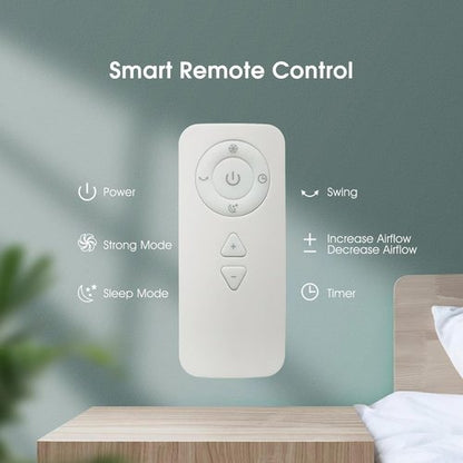 Bladeless Tower Fan with HEPA Filter - 80° Oscillation, Remote Control, 9 Speeds | Ideal for Home & Office