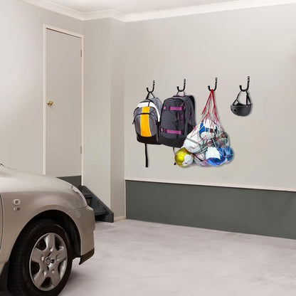 KURUI Heavy Duty Metal Wall Hooks - 6Pcs for Garage Organization | Large Black Utility J Hooks