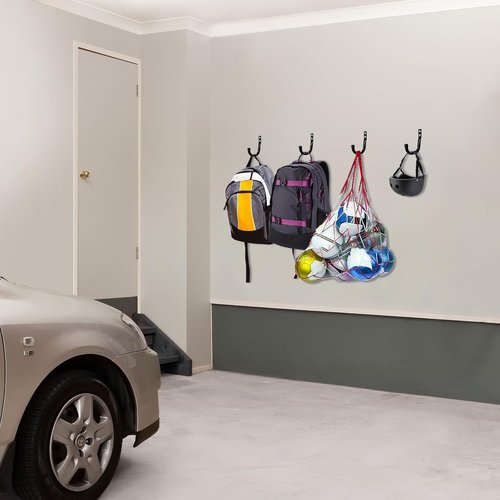 KURUI Large Metal Wall Hooks - 14-Piece Set for Organizing Tools, Coats & Bags | Black Indoor/Outdoor Storage
