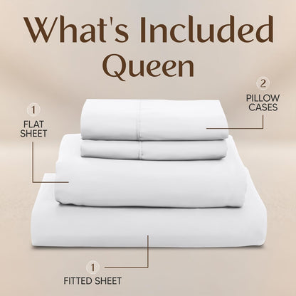 Utopia Bedding Queen Size Sheet Set - Soft, Breathable Microfiber | 4-Piece Bed Sheets in White