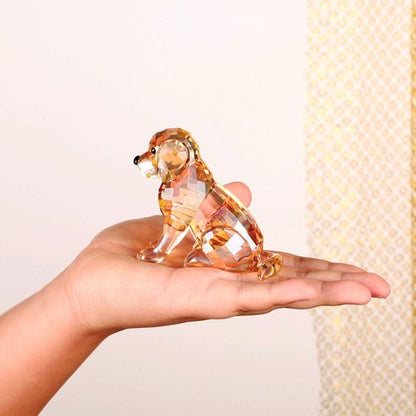 Crystal Labrador Dog Puppy Figurine Animals Lovely Craft Home Decor Ornaments Collectible Birthday Gifts (Gold)