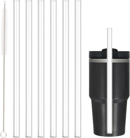 Stanley Replacement Straw - 6 Pack Reusable Straws with Cleaning Brush | Clear, Dishwasher Safe for 14 oz & 20 oz Tumblers