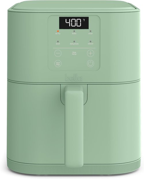 Bella 6 Qt Slim Air Fryer - EverGood™ Ceramic Nonstick Coating | Adjustable Temp & 60 Min Auto Shutoff, Seaglass