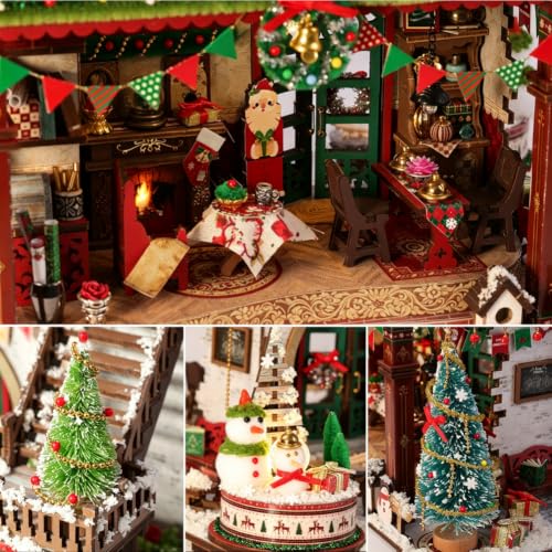 DIY Miniature Dollhouse Kit with Log Cabin Design, Christmas Ornament Craft