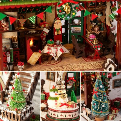 DIY Miniature Dollhouse Kit with Log Cabin Design, Christmas Ornament Craft