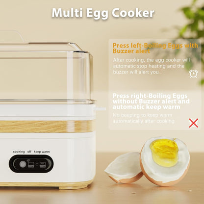 Rapid Egg Cooker - Electric 6-Egg Capacity | Soft, Medium, Hard Boiled & Omelet Maker, BPA-Free - White