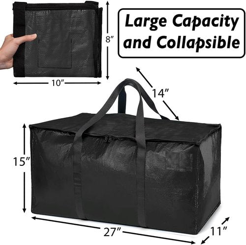 ClearSpace Oversized Moving Bags - Heavy-Duty Storage Bags with Backpack Straps & Zippers | 8 Pack for Easy Moving