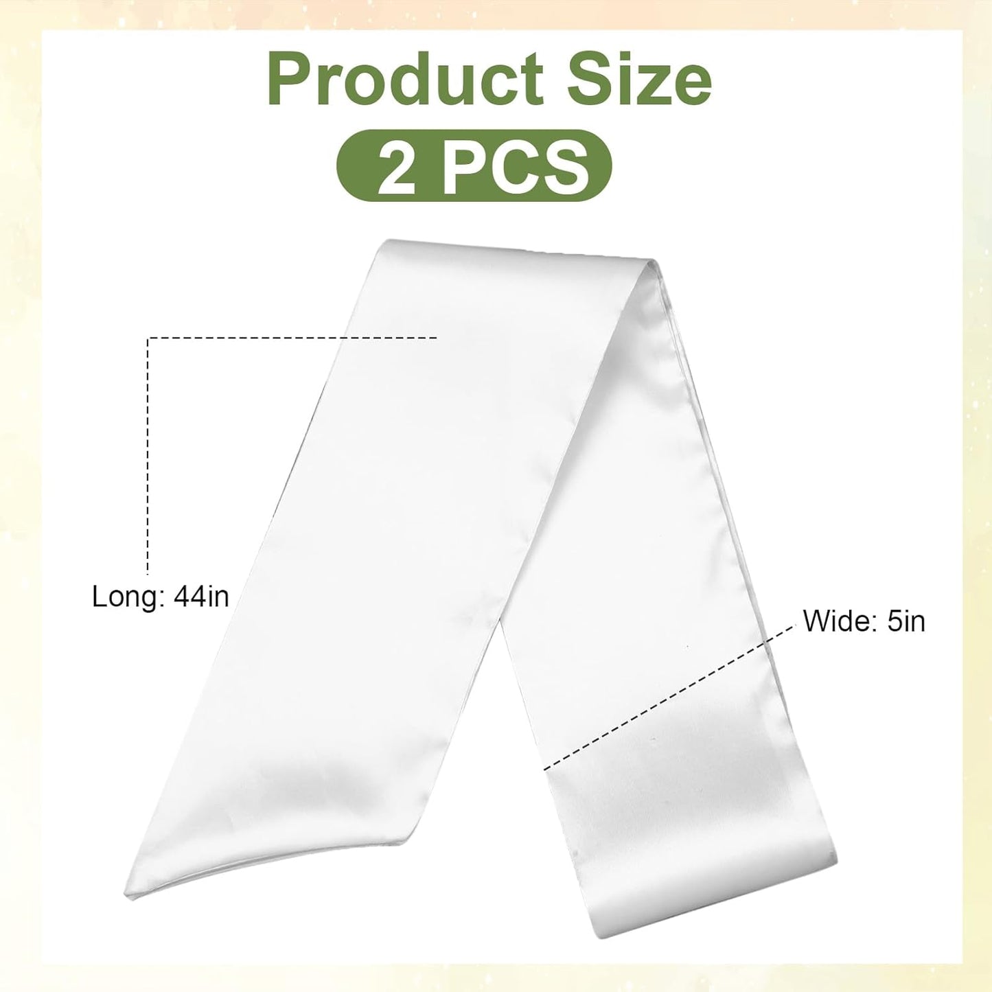 Skiennix 4Pcs White Wreath Sash - Blank Ribbon for Easter & Spring Decor | 5in x 44in