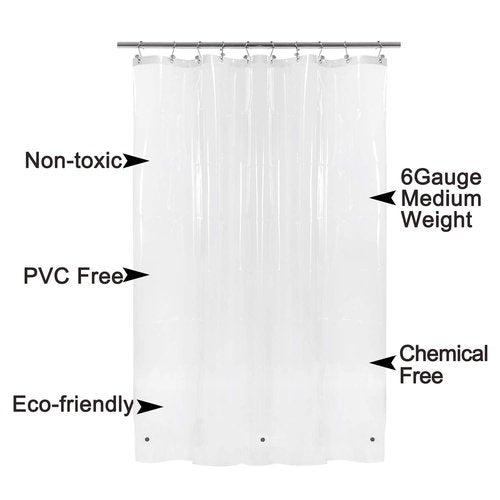 54x78 Inch Stall Shower Curtain/Liner 8G Heavy Duty Clear PEVA, 3 Bottom Magnets, Waterproof, PVC Free, Metal Grommets