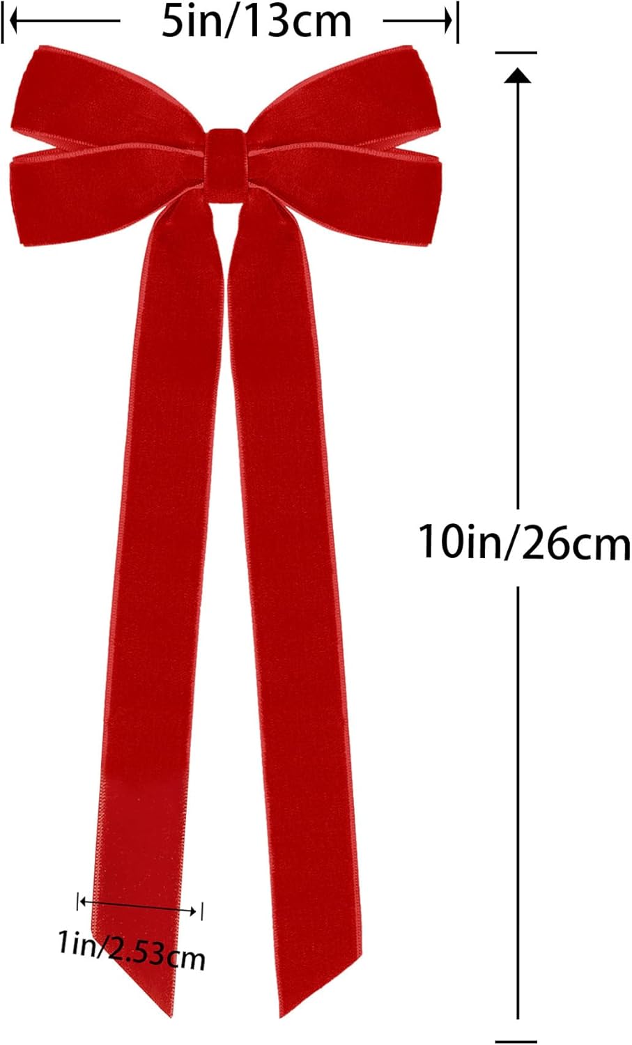 Regine Switzerland Red Velvet Ribbon Bows - 12Pcs 5in x 10in Christmas Tree Ornaments | Holiday Decor