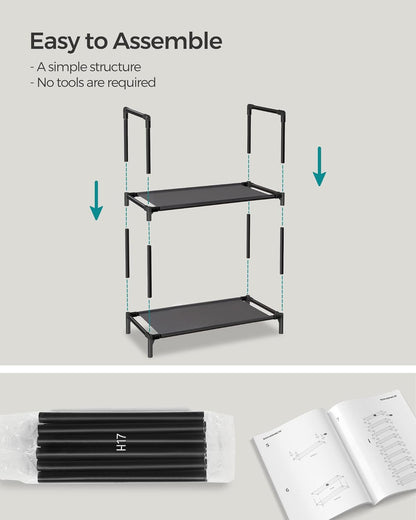 SONGMICS 10-Tier Shoe Rack - Metal Frame Shoe Storage Organizer | 11 x 17.7 x 68 Inches, Black