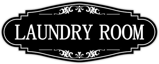Skiennix Laundry Room Door Sign - Self-Adhesive Waterproof Sticker Decal for Home & Business | Black