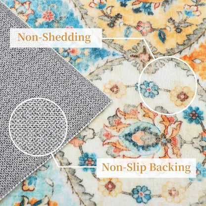 Orange 2x6 Non-Slip Hallway Runner Rug - Washable Low Pile Floor Mat