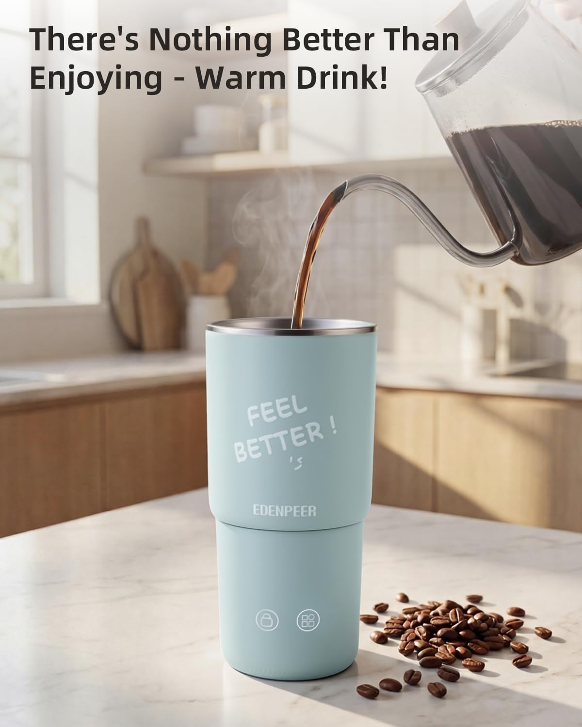 Self Heating Coffee Mug - 14oz Electric Travel Mug with 120W Fast Heating & Leak-Proof Lid | Perfect for Home, Office & Travel