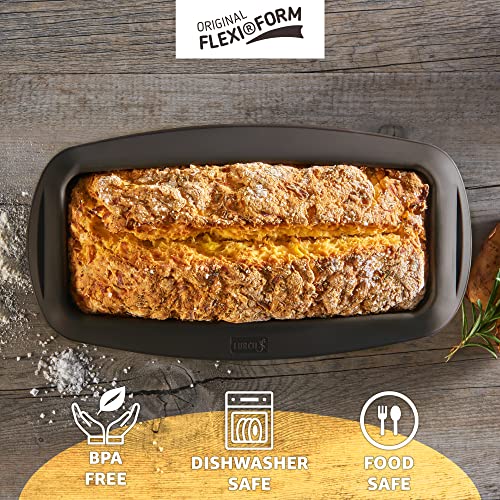 LURCH Germany Flexiform Silicone Bread and Loaf Pan | Non-Stick Silicone Baking Mold for Homemade Cakes, Breads, Meatloaf and Dessert - (9.8" x 3.5" x 2.5")