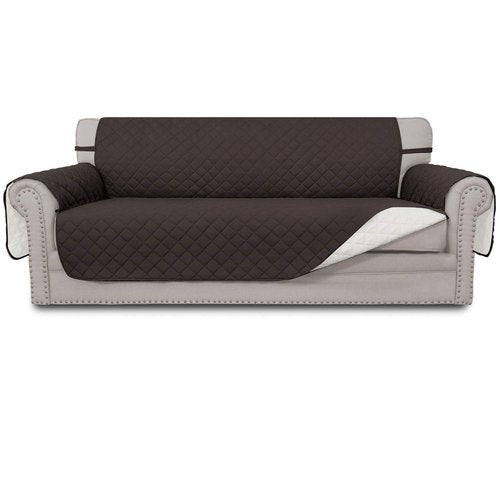 Easy-Going Reversible Oversized Couch Cover for 3 Cushion Couch Sofa Cover for Dogs Water Resistant Furniture Protector Cover with Foam Sticks for Pet (Oversized Sofa, Chocolate/Ivory)