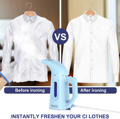 Skiennix Handheld Clothes Steamer - Fast Heat-Up in 40 Seconds | Lightweight 1.5lbs, 800W, 8FT Cord, Blue