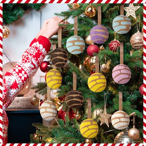 12 Pcs Mexican Concha Christmas Ornaments - Soft Felt Holiday Decor